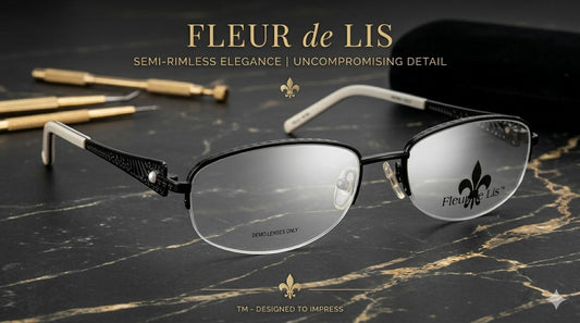 Monturas Fleur de Lis | Diseño Semi-Rimless de Lujo con Patillas de Corte Láser "Zebra Etch"