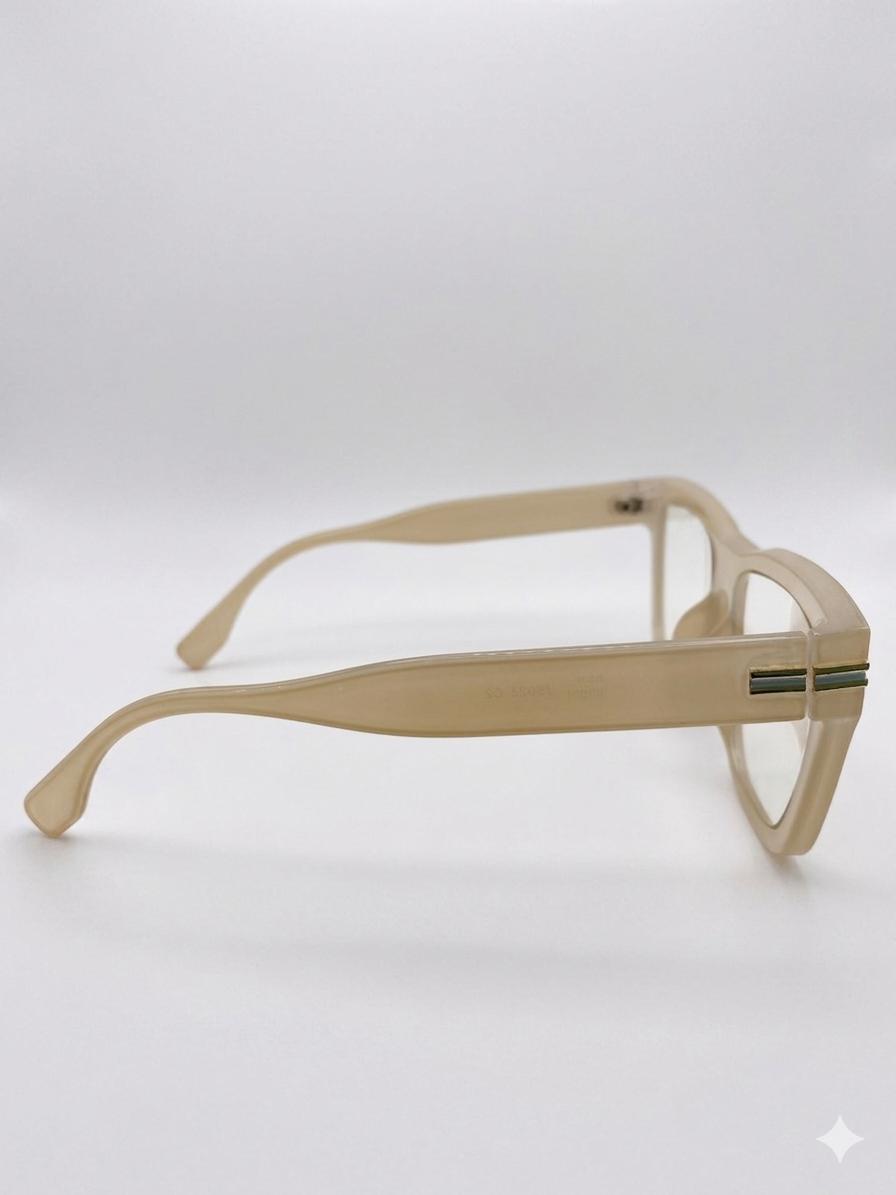 Gafas de Montura Gruesa Estilo Retro - Color Beige Translúcido