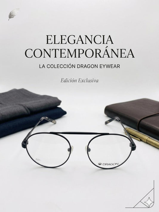 Gafas Dragon Eywear "Elegancia Contemporánea" - Montura Redonda de Metal Negro con Puente Doble