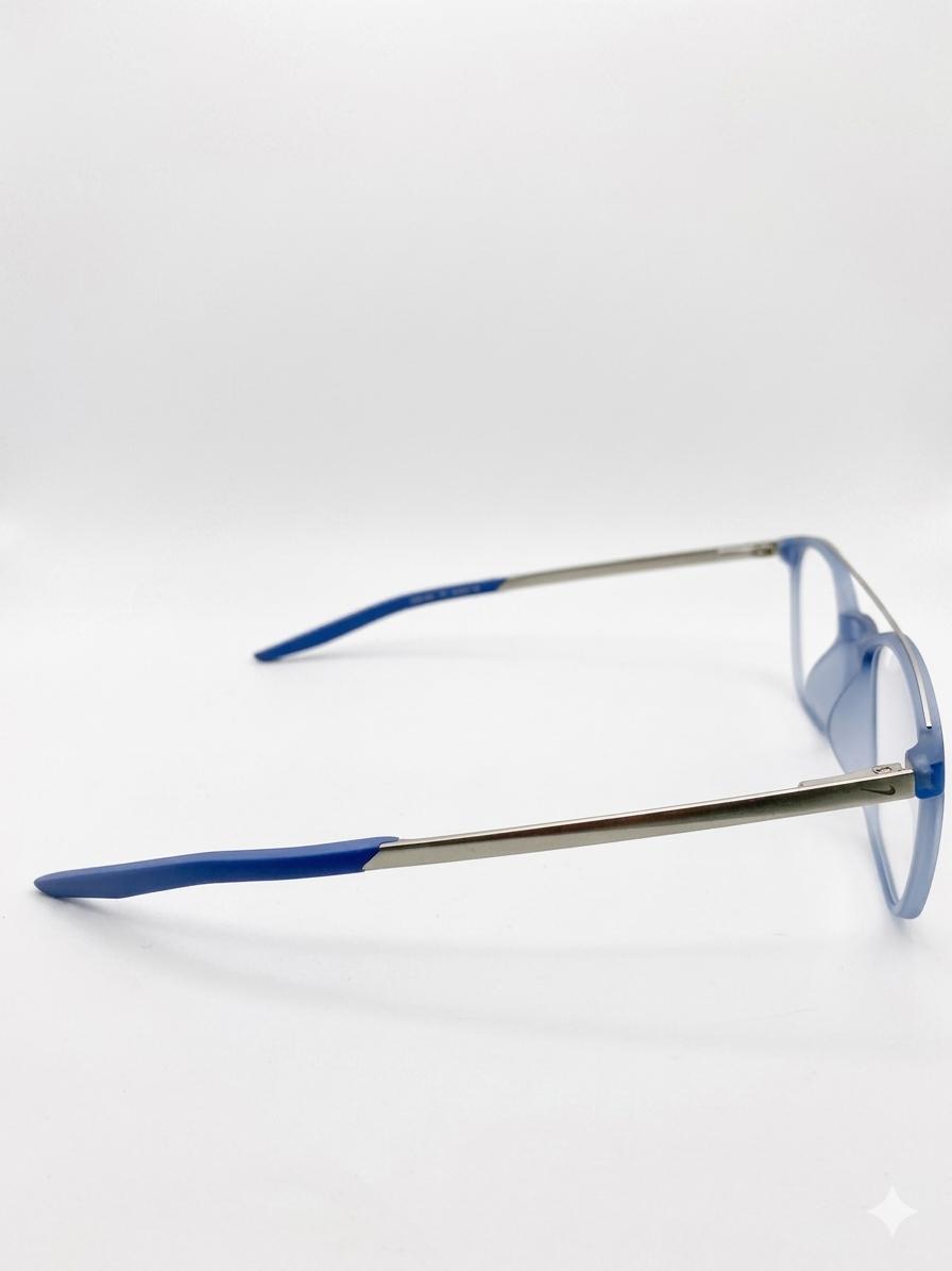 Nike 7160 – Lentes Ópticos de Aviador Modernos en Azul Mate