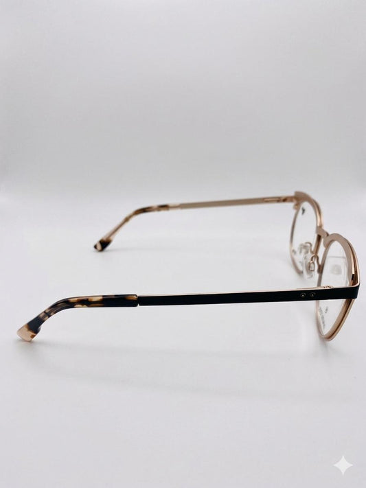 Gafas Ofálmicas McAllister – Montura Premium de Acero Inoxidable con Estilo Cat-Eye y Detalles en Oro Rosa y Negro