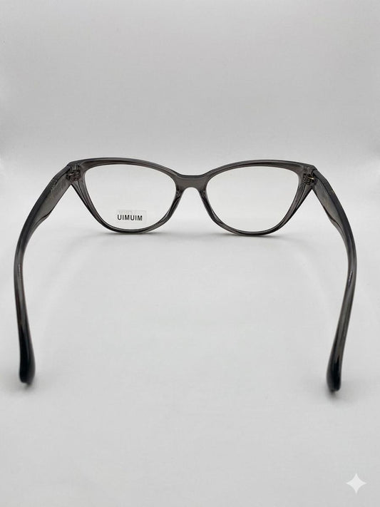 Armazón Oftálmico Miu Miu para Mujer – Estilo Cat-Eye en Acetato Gris Translúcido