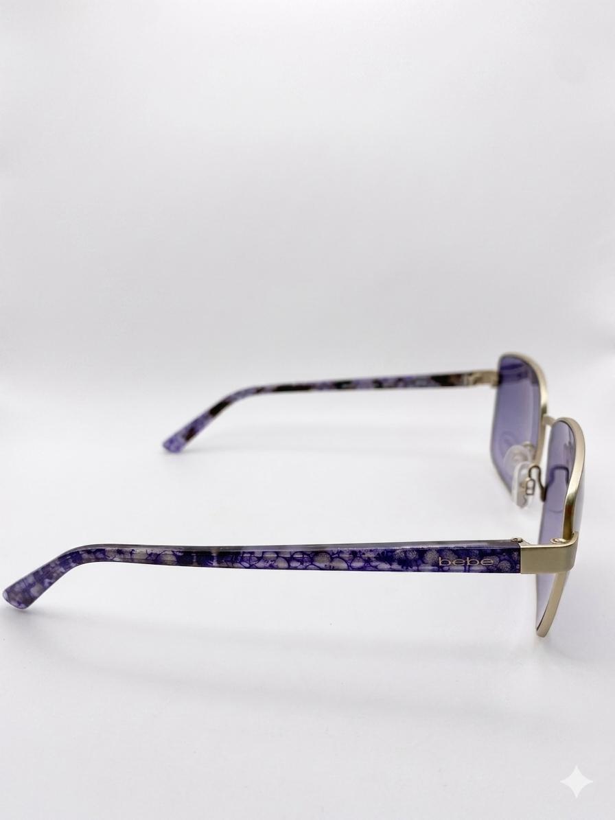 Gafas de Sol Bebe para Mujer – Montura Metálica Dorada con Patillas de Carey Morado y Lentes Degradados