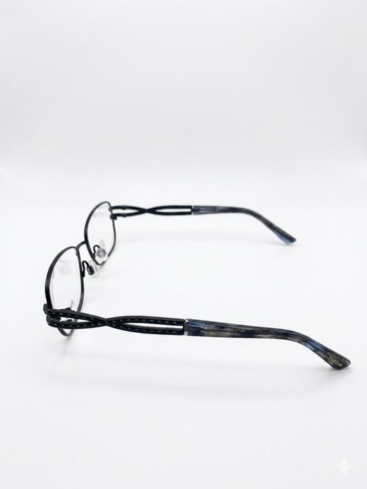 Monturas de Gafas Bebe – Diseño Elegante en Metal Negro con Detalles Trenzados y Cristales