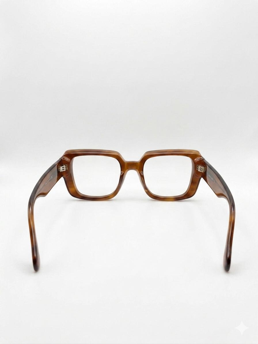 Gafas de Vista Cuadradas de Acetato Translúcido – Estilo Retro / Marrón Carey