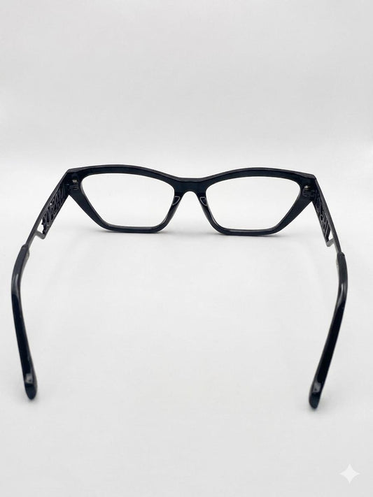 Gafas de Vista Versace Cat-Eye en Negro Brillante – Montura Oftálmica de Lujo con Logotipo Calado