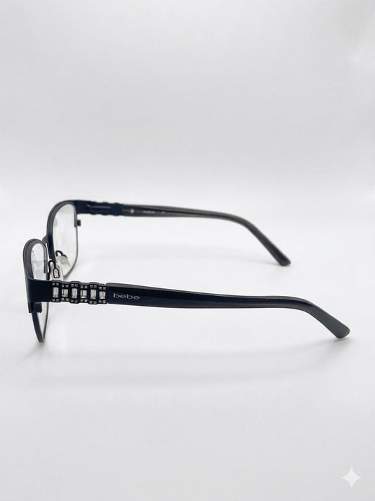 Lentes Bebe Negros para Mujer con Cristales en las Varillas – Armazón Oftálmico Elegante