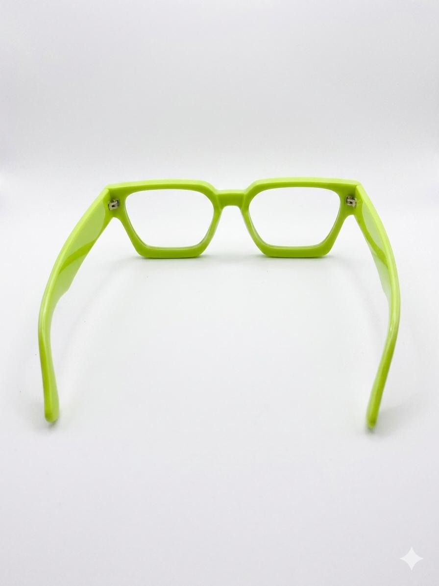 Gafas de Sol Retro Cuadradas Verde Neón – Lentes de Marco Grueso Vintage Unisex, Estilo Urbano Y2K y Festival