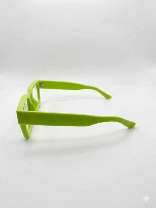Gafas de Sol Retro Cuadradas Verde Neón – Lentes de Marco Grueso Vintage Unisex, Estilo Urbano Y2K y Festival