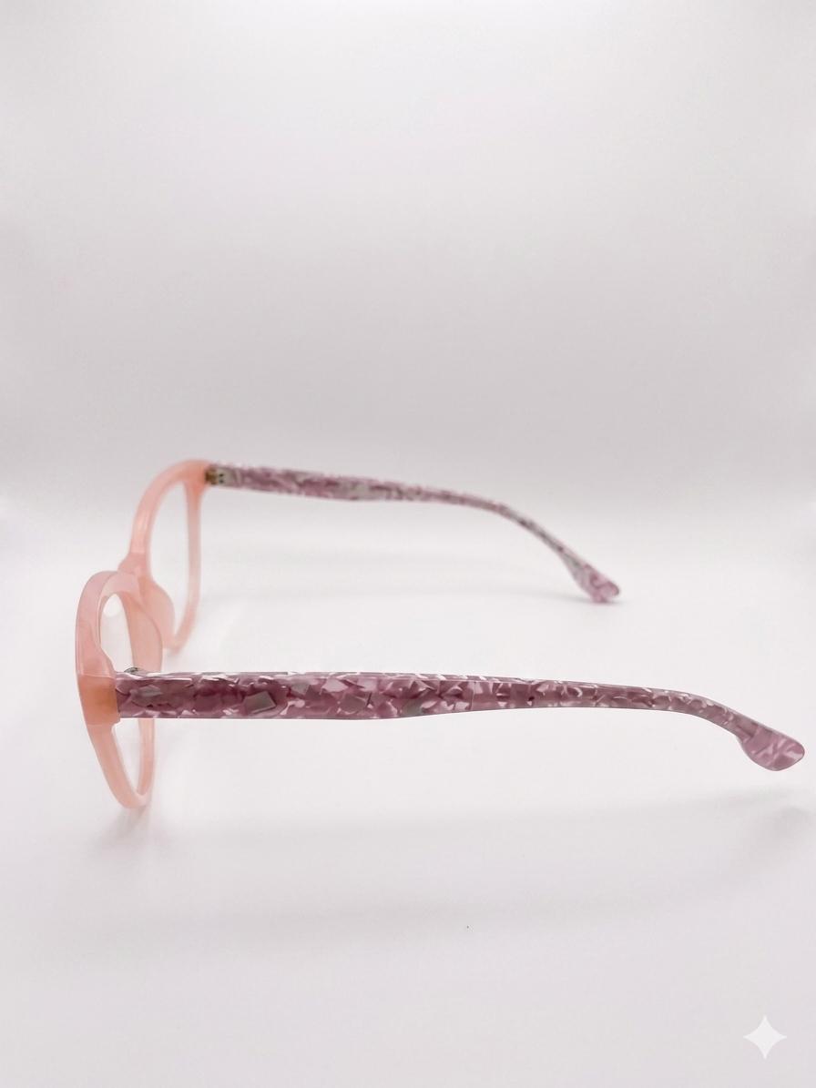 Gafas de Vista Miu Miu Cat-Eye – Armazón Rosa Pastel con Varillas Texturizadas