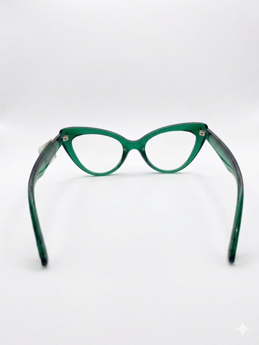 Gafas de Estilo Cat-Eye en Acetato Verde Translúcido