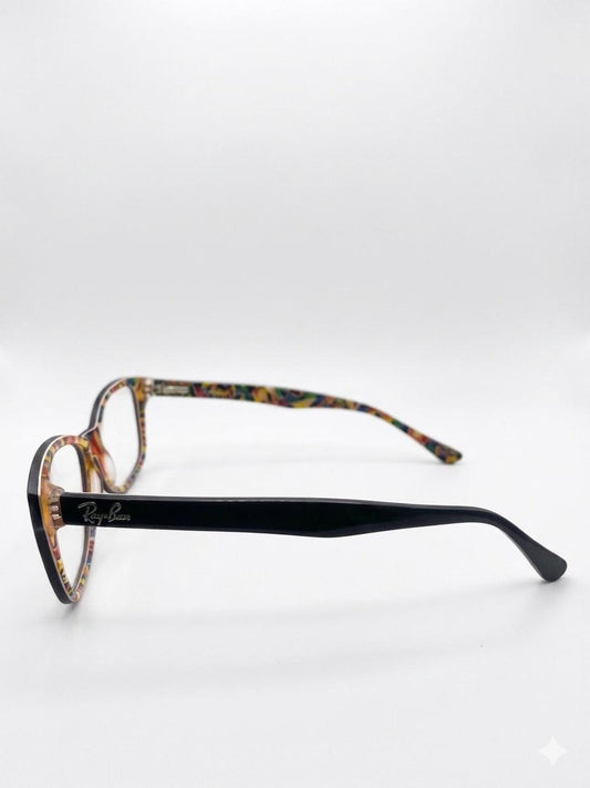 Lentes Oftálmicos Ray-Ban Originales – Marco Negro con Interior Multicolor Floral/Abstracto