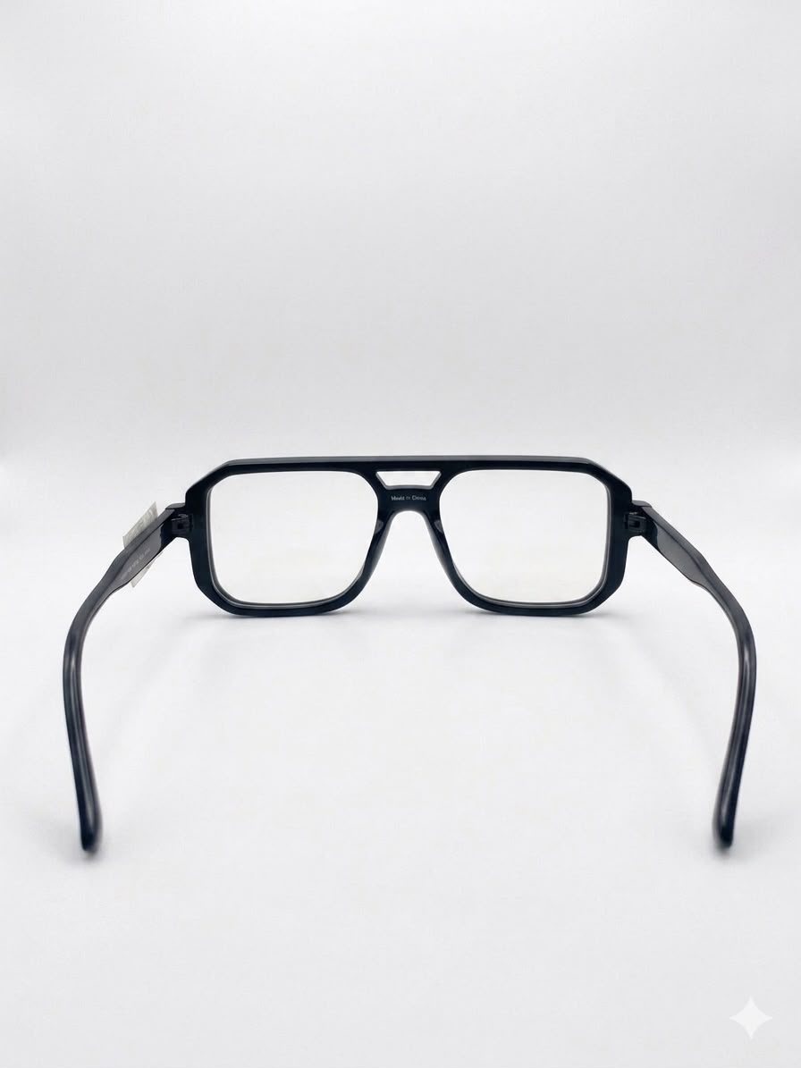 Lentes Oftálmicos Estilo Aviador Moderno con Armazón Negro de Acetato