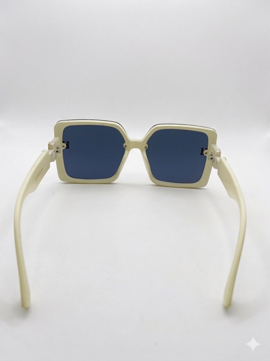 Gafas de Sol Estilo Oversized con Detalle de "H" en Patillas - Color Crema