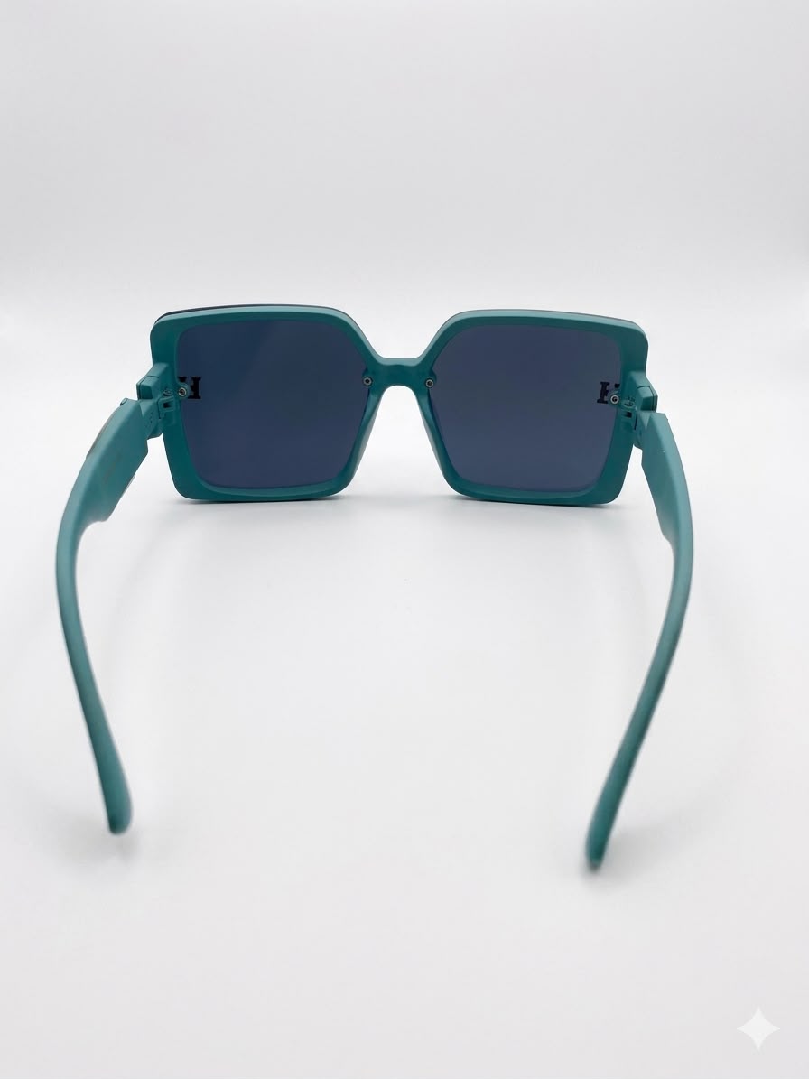 Gafas de Sol Estilo Cuadrado con Detalle "H" en Color Turquesa