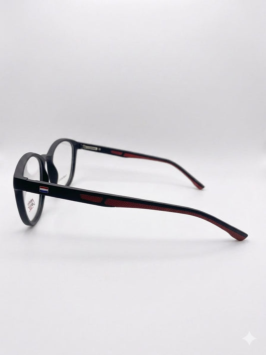Montura Oftálmica Otto Capuzzo TJ2666 - Negro Mate con Detalles Deportivos Rojos