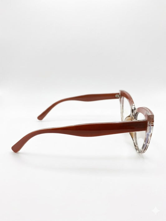 Lentes de Estilo "Cat-Eye" con Estampado Carey y Detalle Metálico