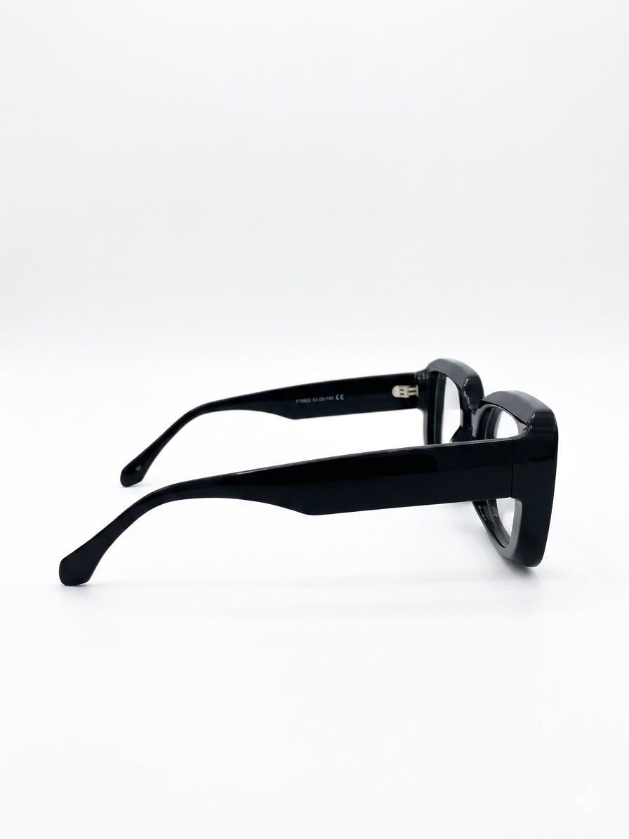 Gafas de Montura Cuadrada de Acetato Negro - Estilo Moderno y Elegante