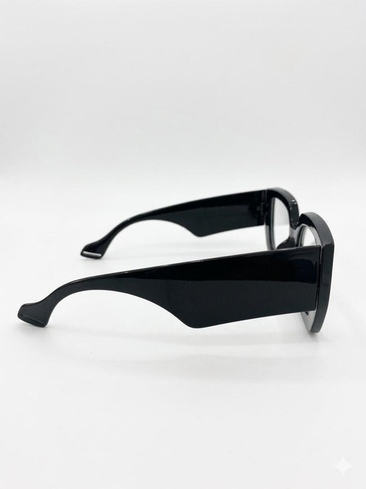 Gafas de Montura Cuadrada de Estilo Moderno - Negro Brillante