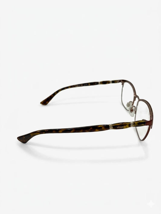 Lentes Oftálmicos Vogue con Armazón Metálico y Varillas en Carey