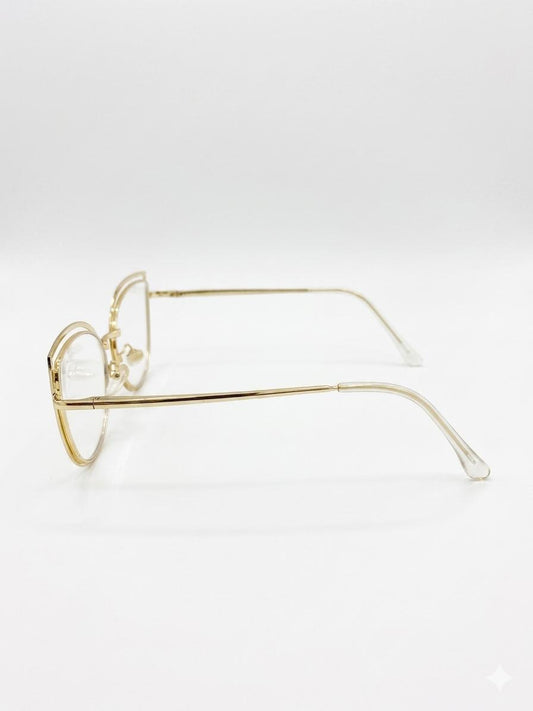 Lentes de lectura con marco metálico estilo Cat-Eye dorado