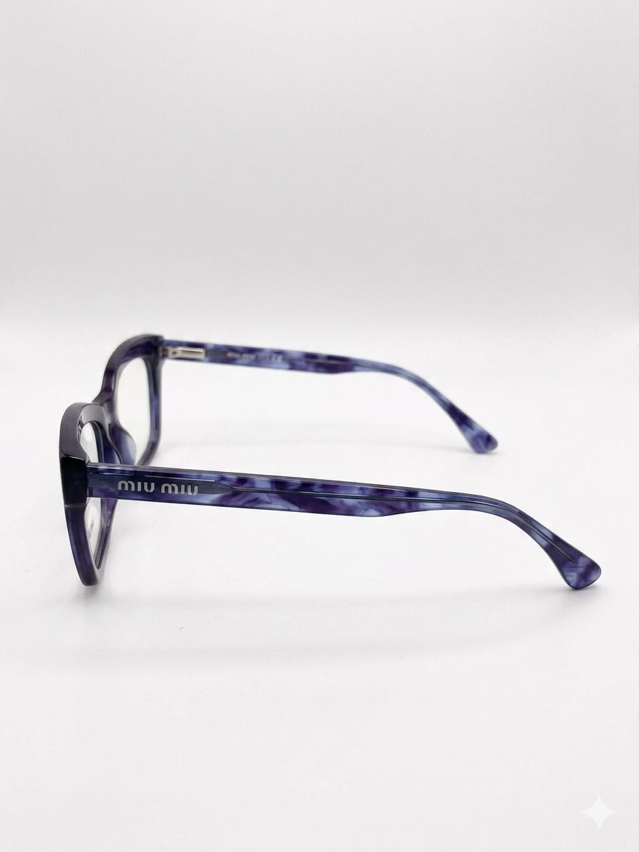 Gafas Oftálmicas Miu Miu en Acetato Azul con Efecto Mármol