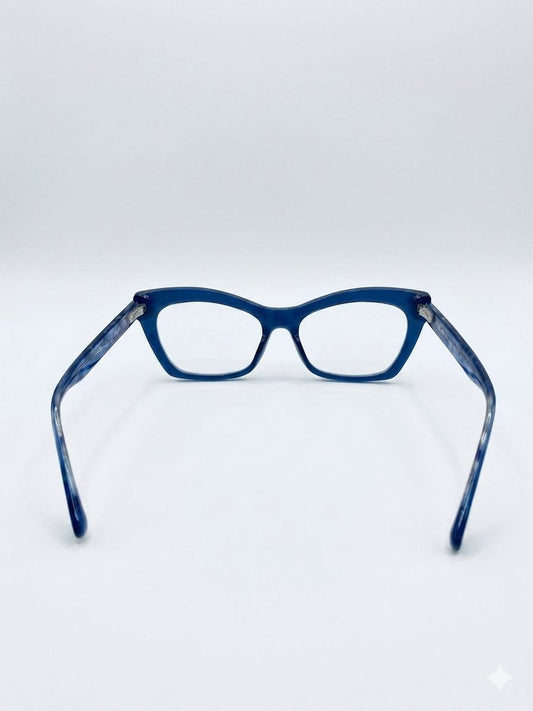 Gafas Oftálmicas Miu Miu en Acetato Azul con Efecto Mármol