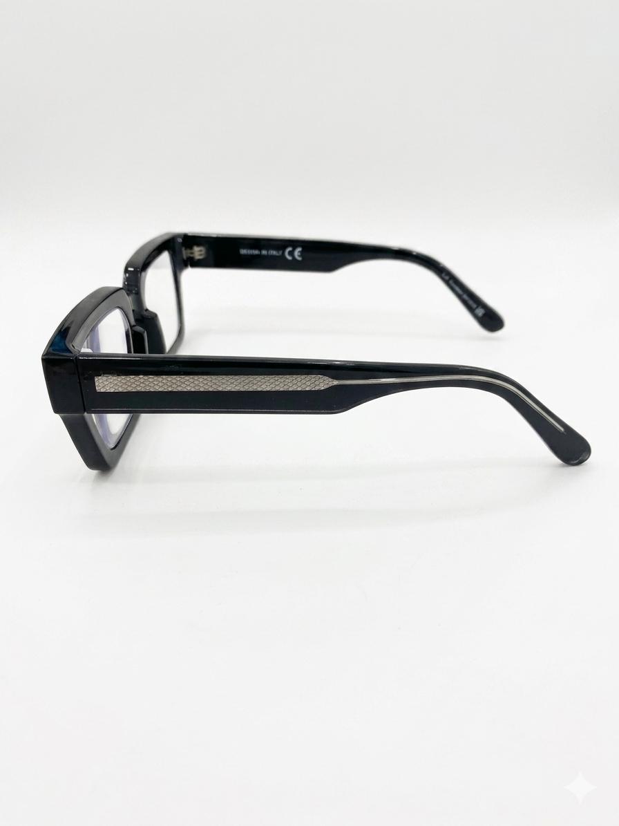 Gafas de lectura rectangulares con filtro de luz azul - Elegancia clásica con detalles metálicos
