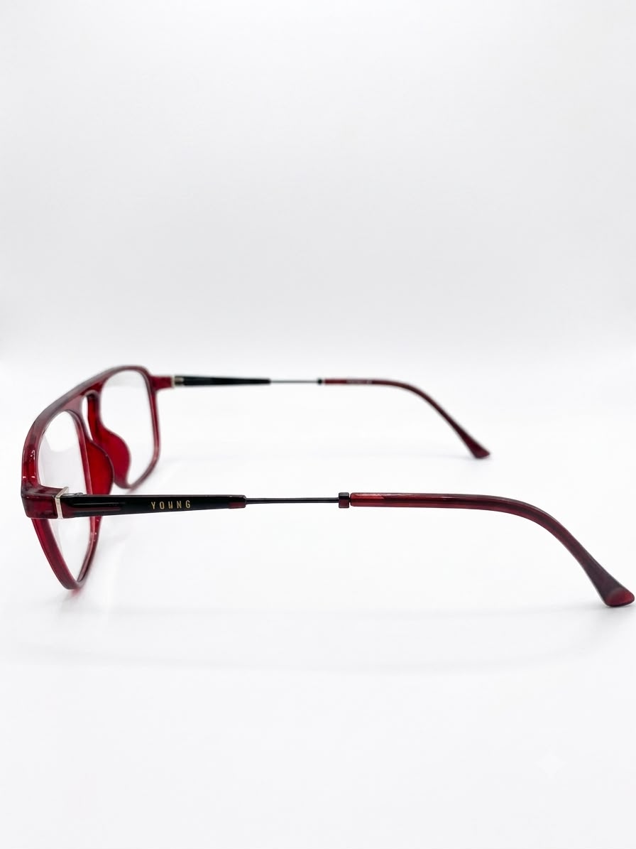 Lentes Oftálmicos Unisex YOUNG – Armazón Cuadrado Estilo Aviador en Color Vino / Transparente