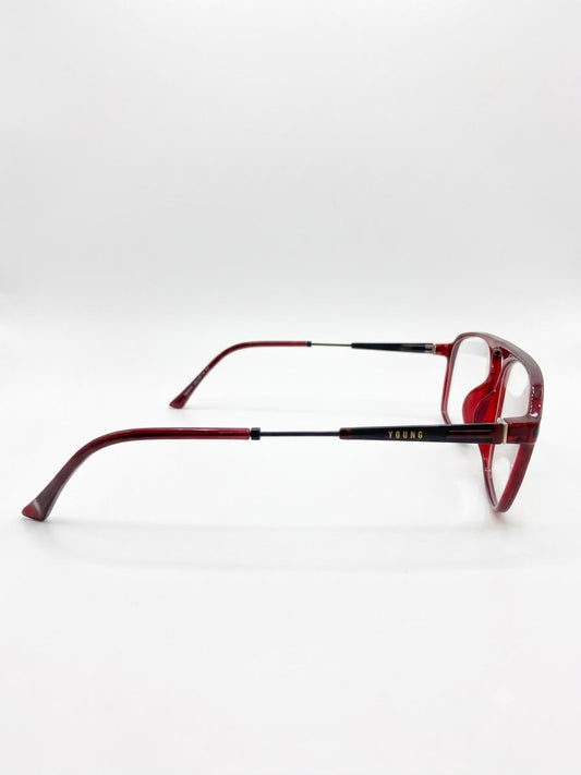 Lentes Oftálmicos Unisex YOUNG – Armazón Cuadrado Estilo Aviador en Color Vino / Transparente
