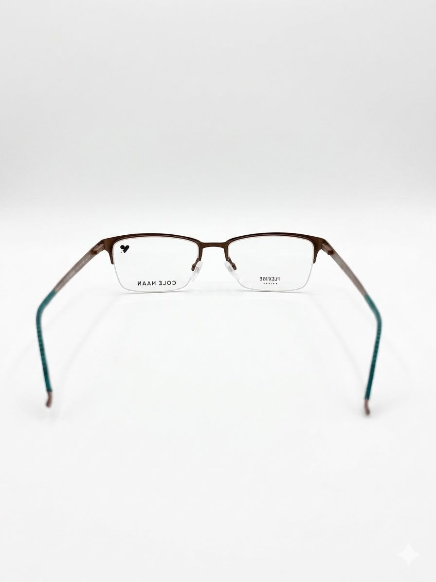 Armazón Oftálmico Cole Haan – Diseño "Flexible Bridge" en Color Café y Verde
