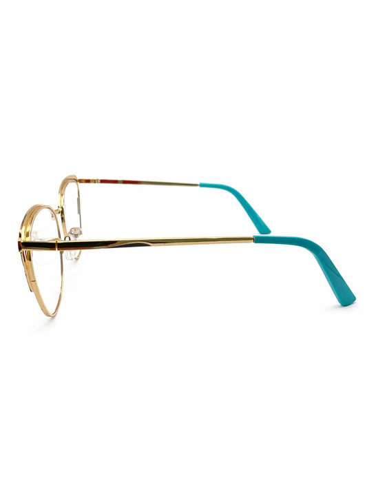 Gafas Cat-Eye Elegantes con Detalles Turquesas