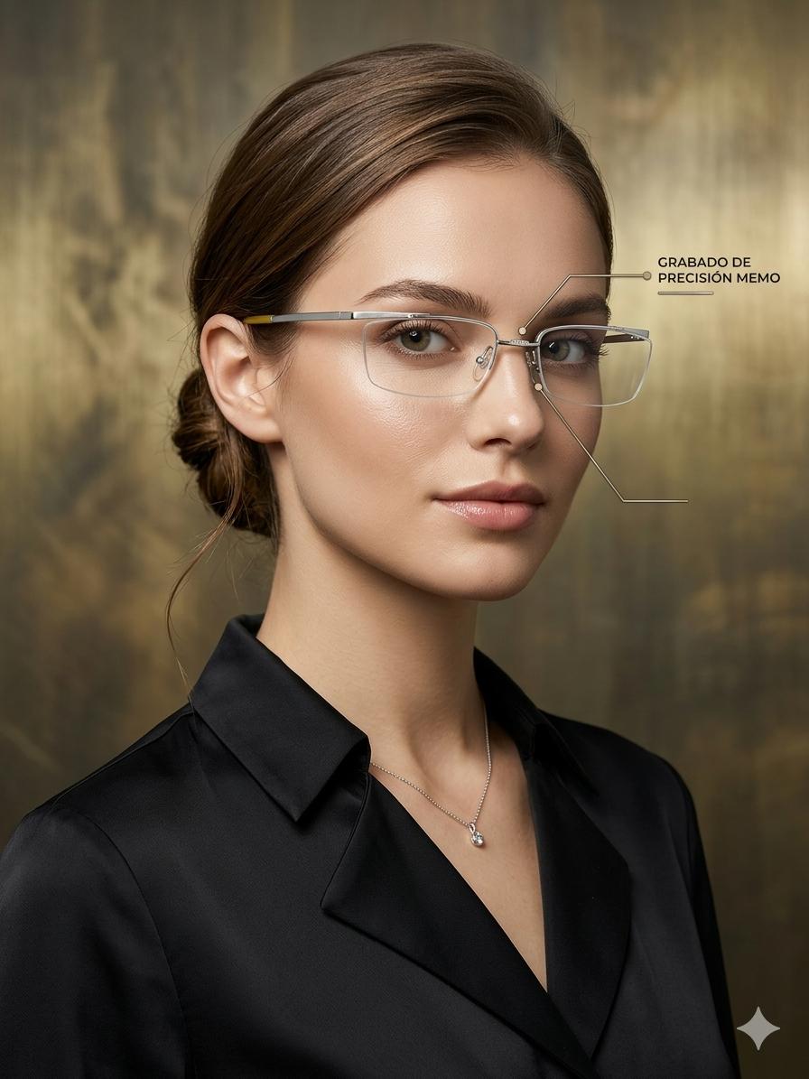 Gafas de Metal sin Montura Estilo Profesional con Patillas de Color