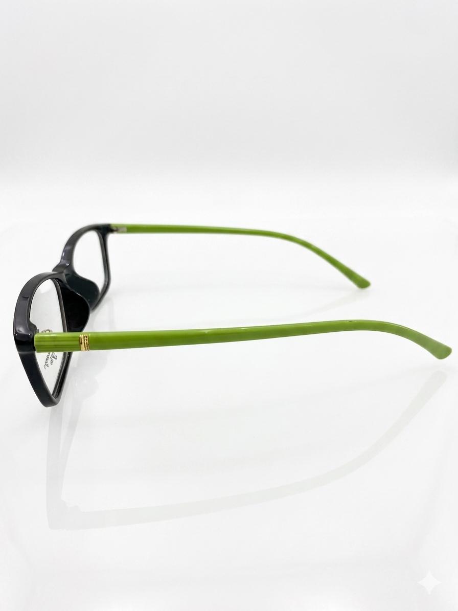 Gafas de Montura Negra y Verde Lima de Phuang Shi