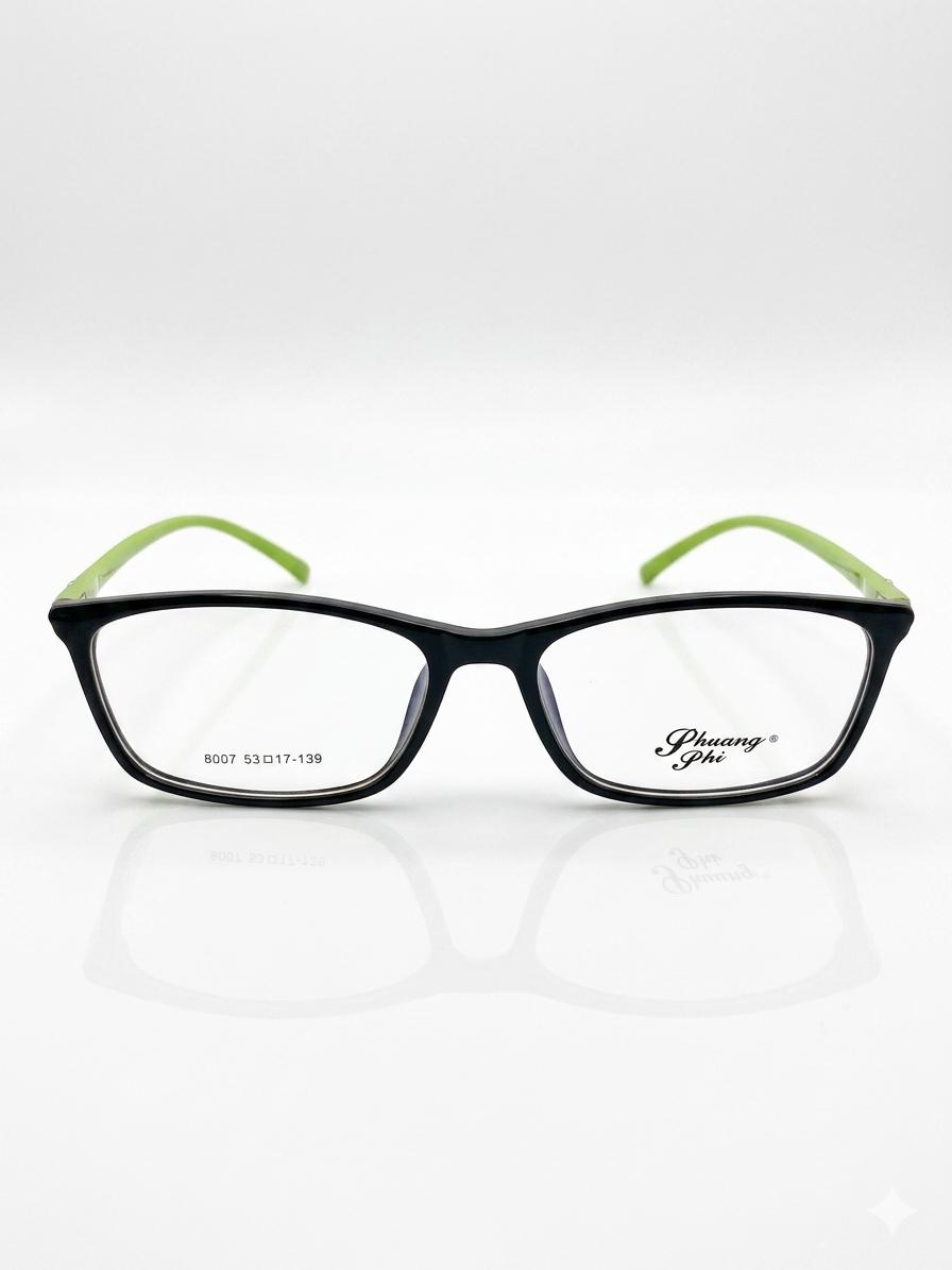 Gafas de Montura Negra y Verde Lima de Phuang Shi