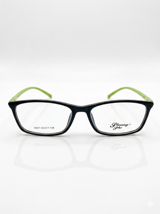 Gafas de Montura Negra y Verde Lima de Phuang Shi