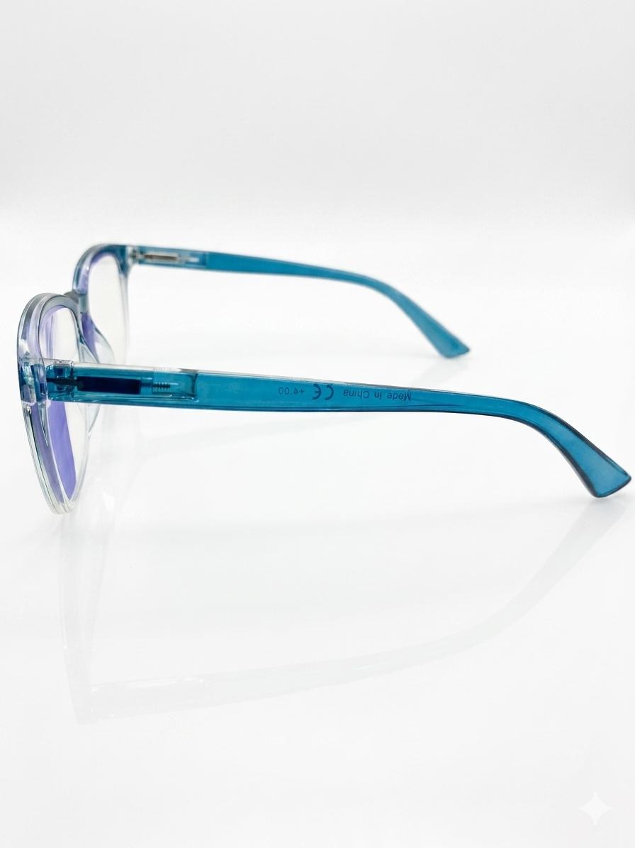 Gafas de Lectura y Protección Luz Azul con Montura Degradada de Azul a Transparente y Lente Izquierda Marcada