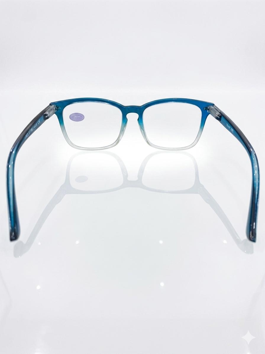 Gafas de Lectura y Protección Luz Azul con Montura Degradada de Azul a Transparente y Lente Izquierda Marcada
