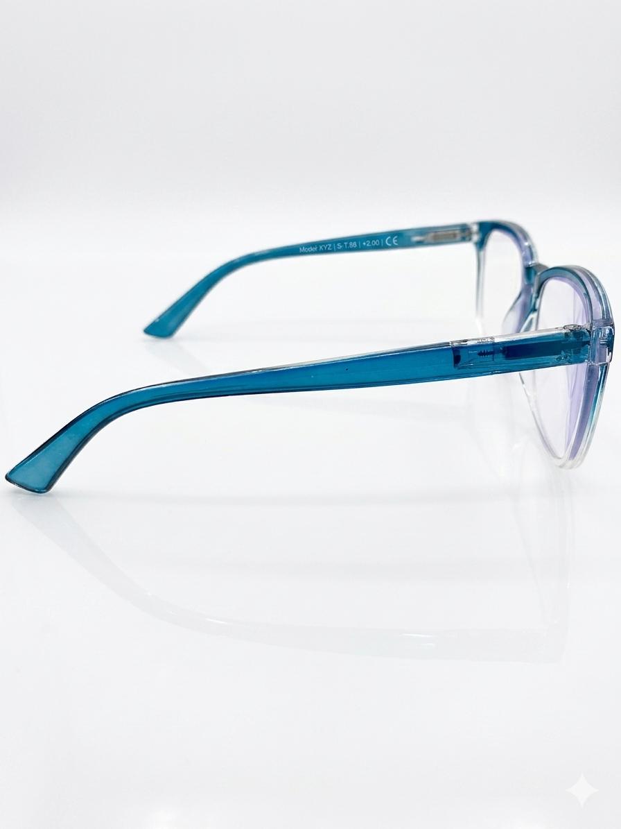 Gafas de Lectura y Protección Luz Azul con Montura Degradada de Azul a Transparente y Lente Izquierda Marcada