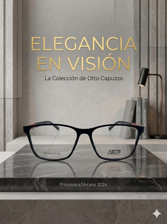 Montura Otto Capuzzo - Elegancia Minimalista en Negro y Rojo