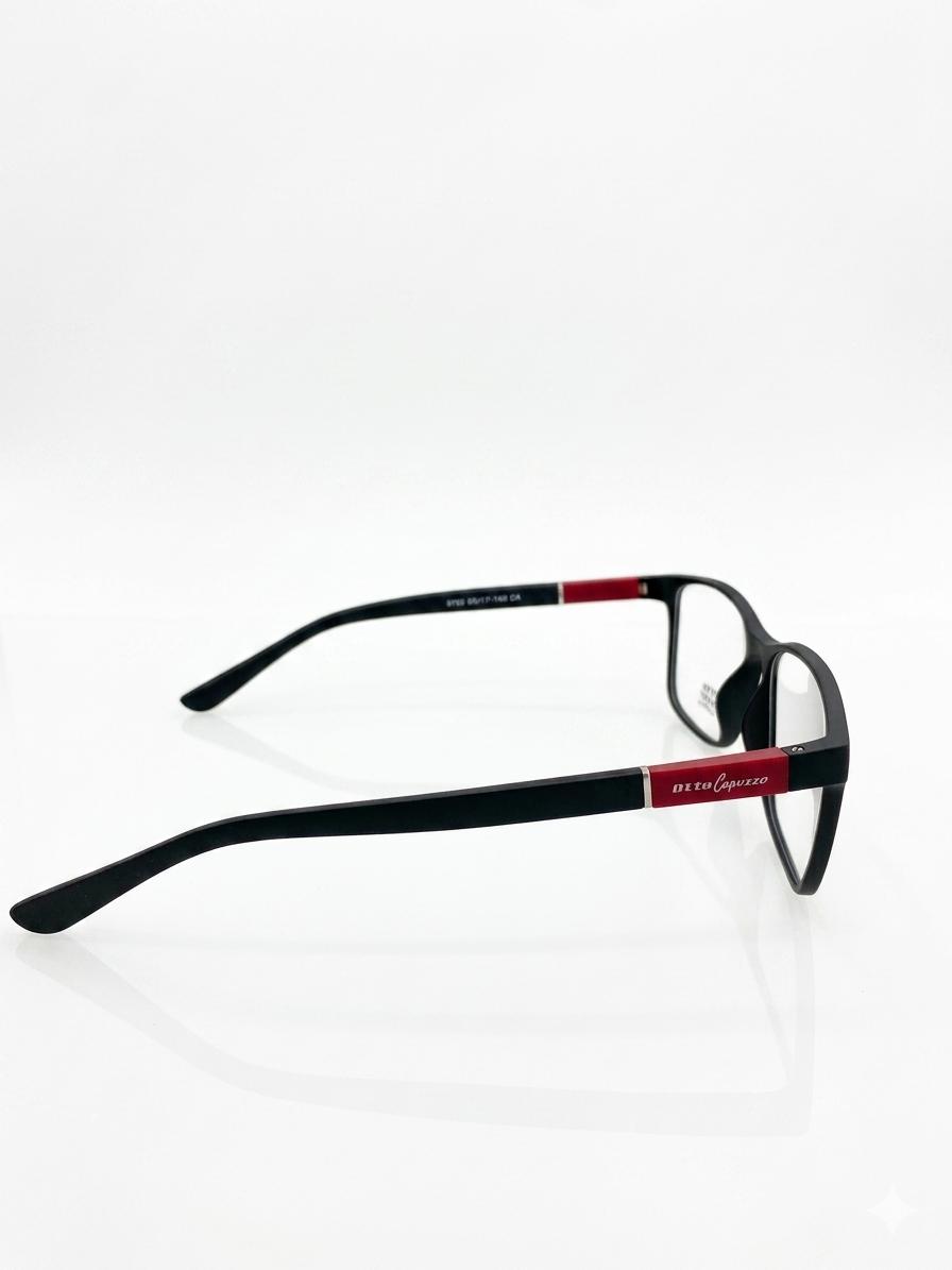 Montura Otto Capuzzo - Elegancia Minimalista en Negro y Rojo