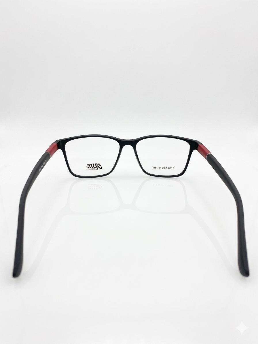 Montura Otto Capuzzo - Elegancia Minimalista en Negro y Rojo