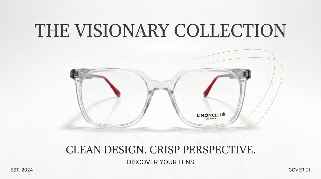 Lentes Limoncello "Crystal Clear" – Montura Cuadrada Transparente con Acento en Rojo