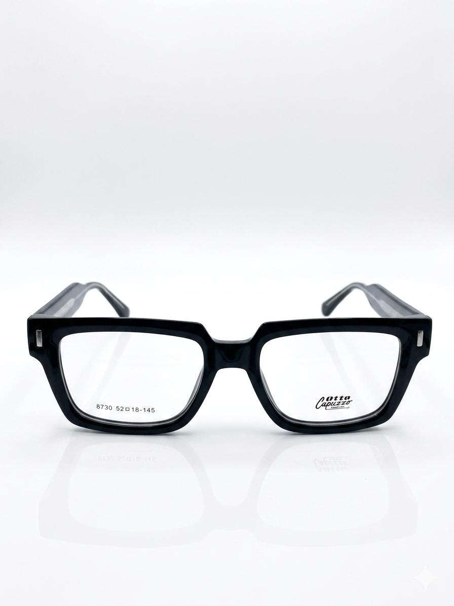 Lentes Otta Capuzzo - Modelo 8730: Elegancia Rectangular en Negro Sólido