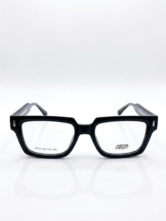 Lentes Otta Capuzzo - Modelo 8730: Elegancia Rectangular en Negro Sólido