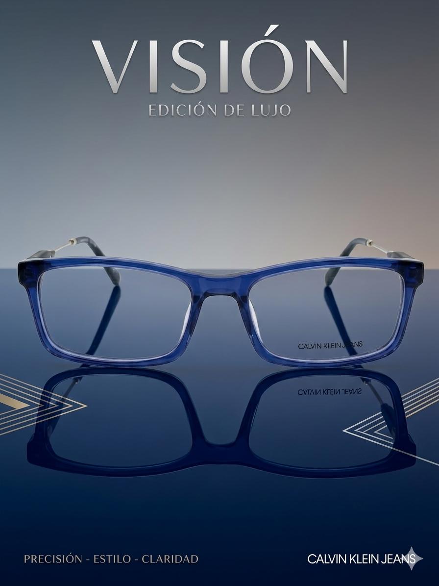 Gafas de Vista Calvin Klein Jeans – Montura Rectangular Azul Translúcido