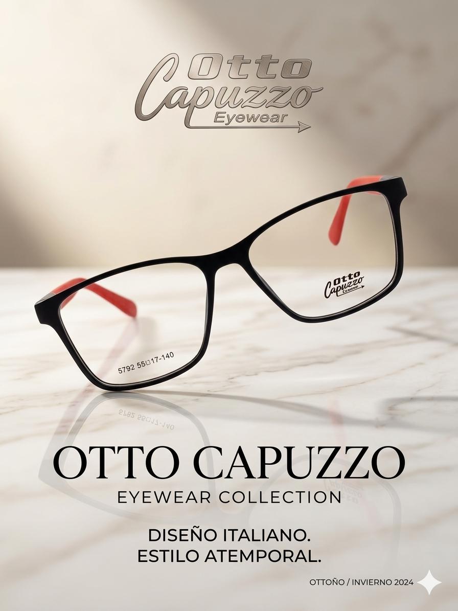 Gafas de Vista Otto Capuzzo 5792 - Estilo Rectangular Negro y Rojo