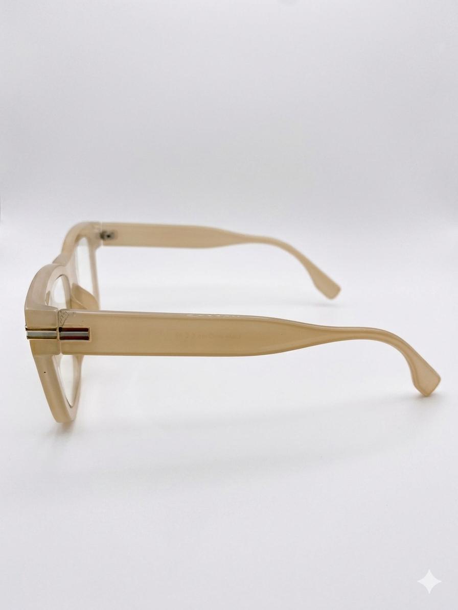 Gafas de Montura Gruesa Estilo Retro - Color Beige Translúcido