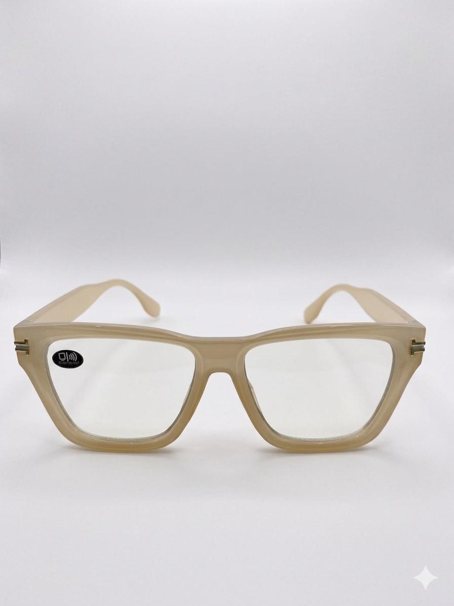 Gafas de Montura Gruesa Estilo Retro - Color Beige Translúcido