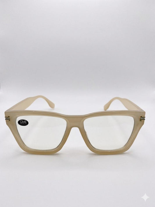 Gafas de Montura Gruesa Estilo Retro - Color Beige Translúcido